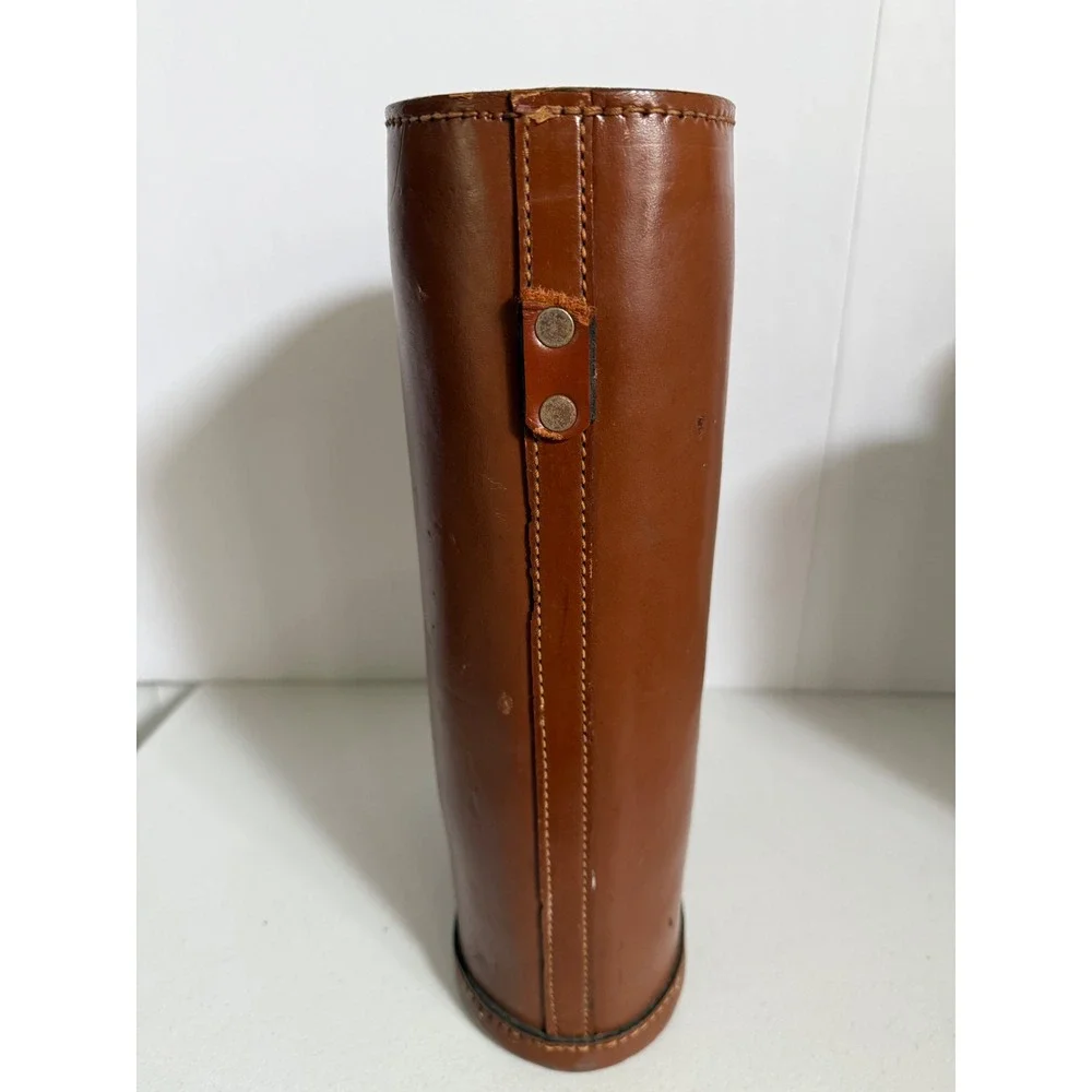 Vintage Thermos Aluminum Ribbed Flask Set Vacuum with Brown Leather Carry Case